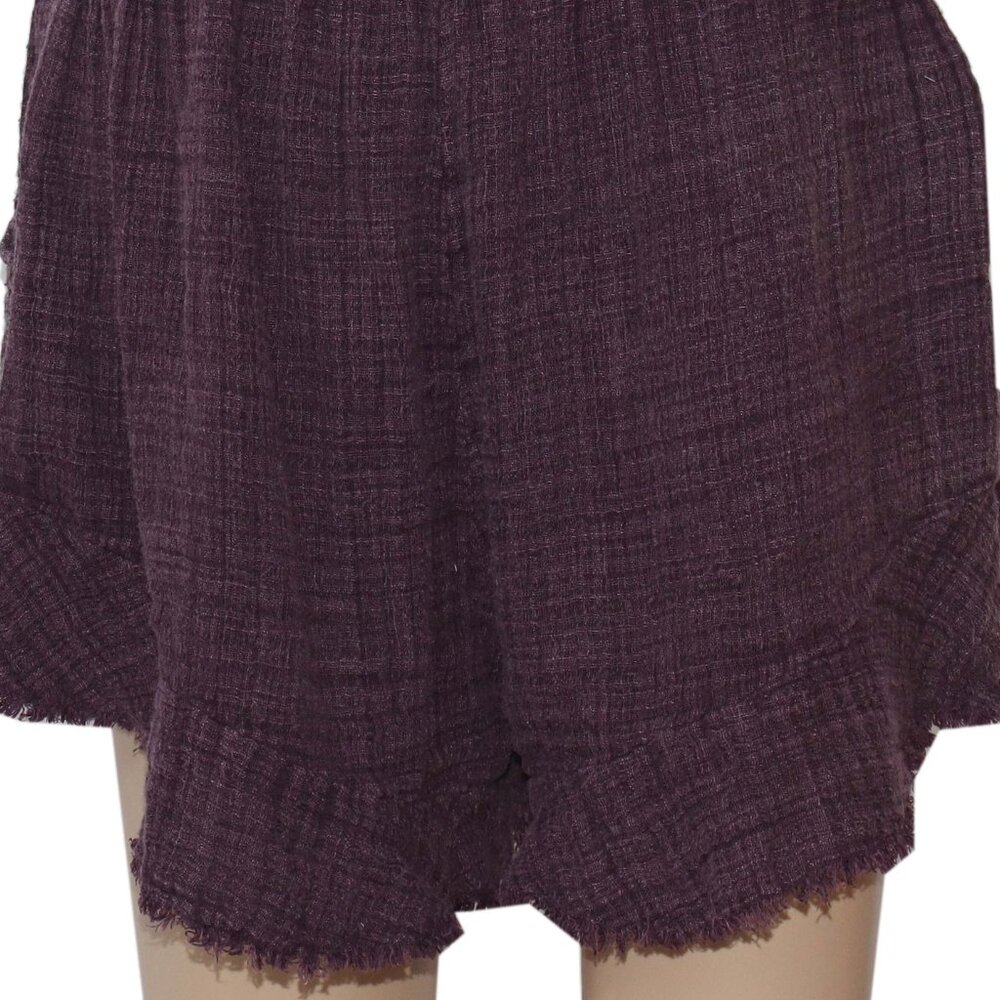 Free People FP One Solona Shorts Mid-rise Ruffled Drawstring Plum - Picture 7 of 7